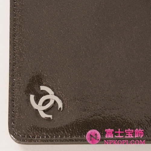 シャネル エナメル 長財布 モカブラウン A36491